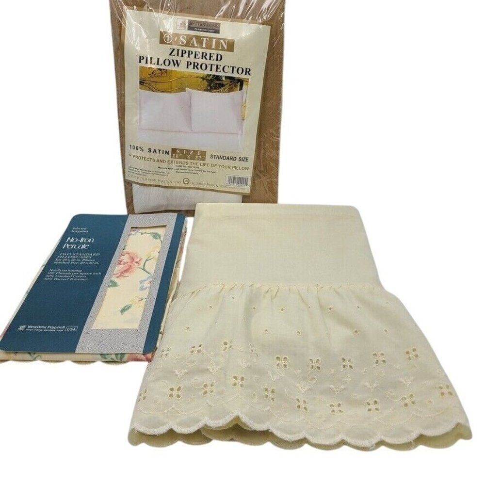 Vintage Westpoint Floral Standard Pillowcase Satin Protector King Sham Lot 3